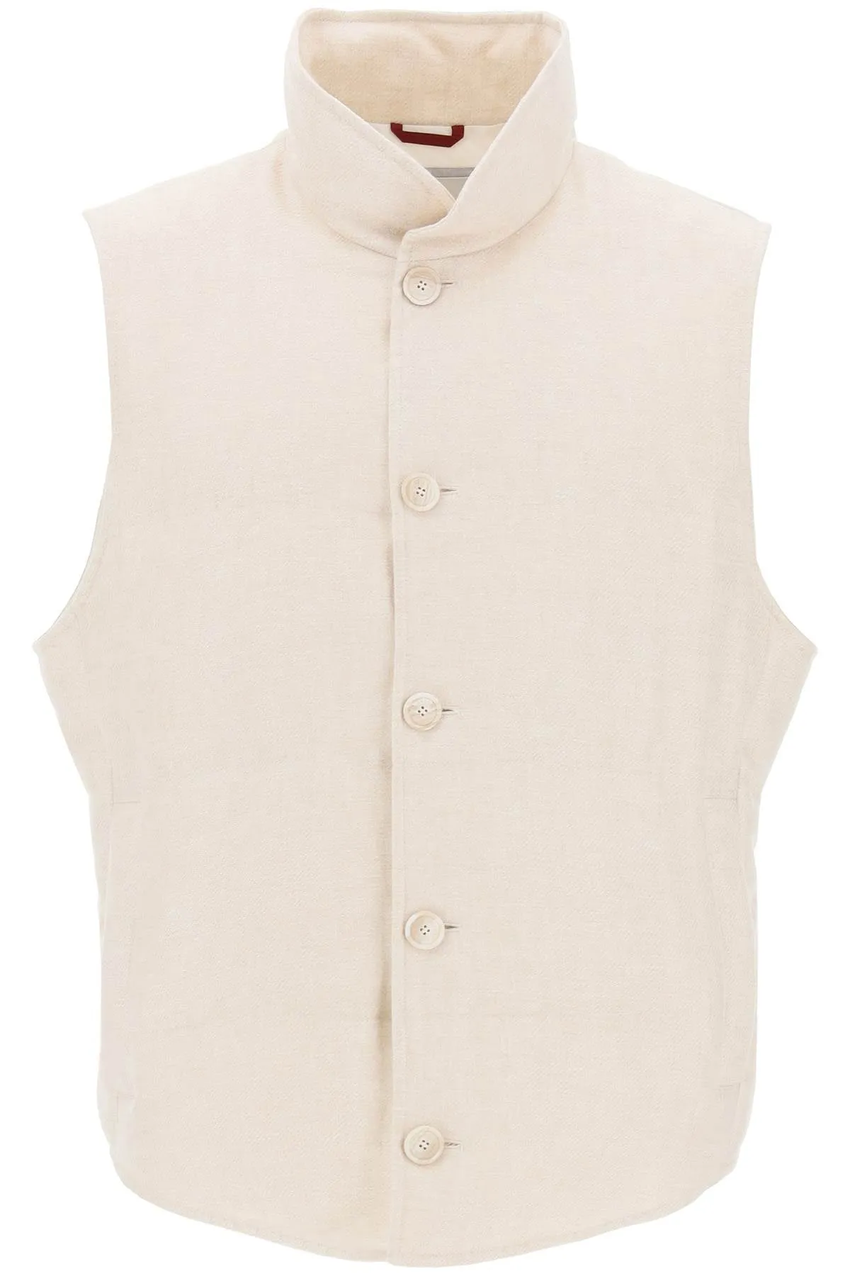 SLEEVELESS DOWN JACKET IN LINEN,