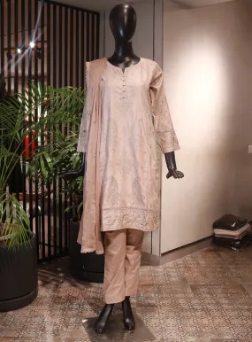 SNSC Embroidered Cotton Stitched 3 Piece Suit - SNSC23FE 115-1