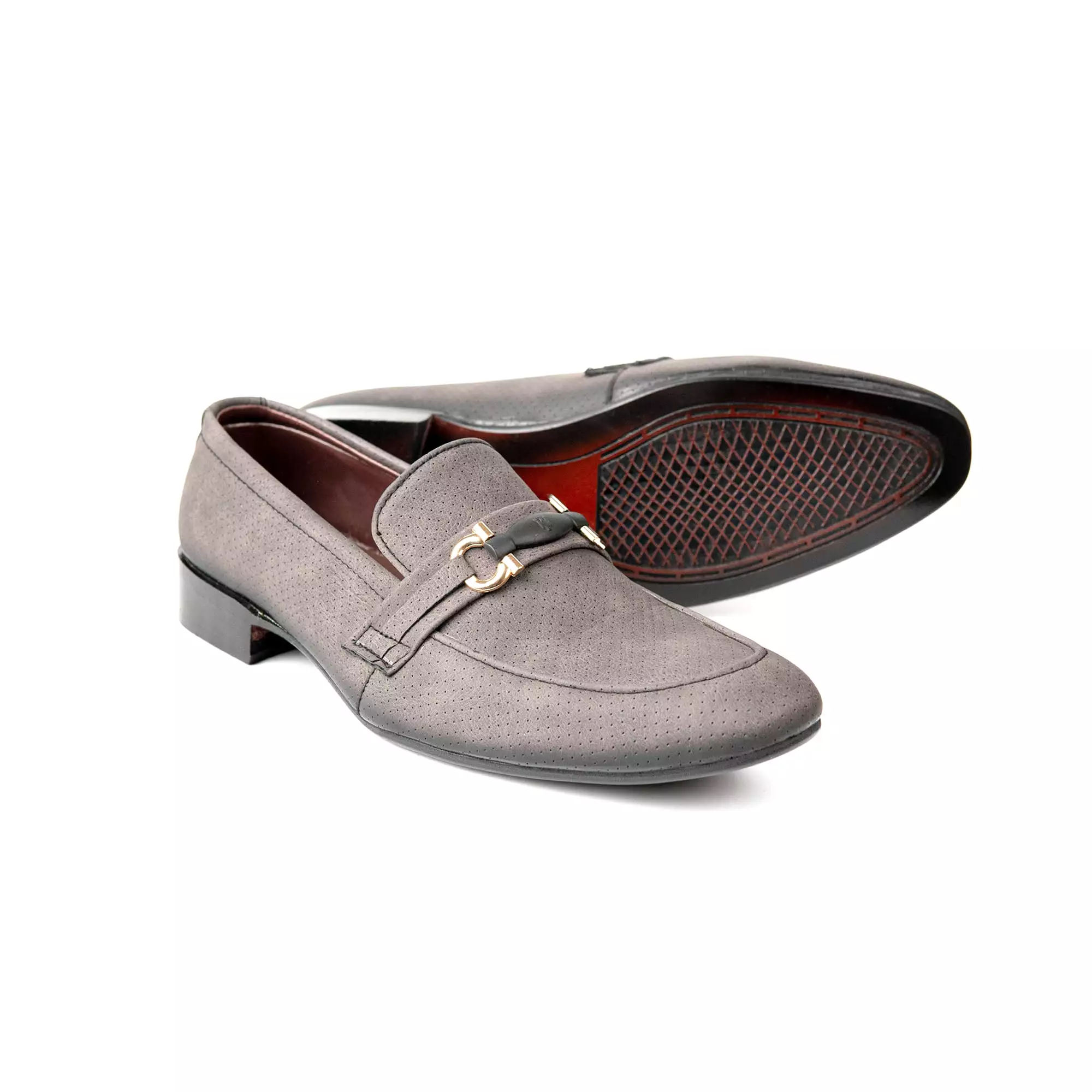 Strap Buckle Grey Formal Shoes