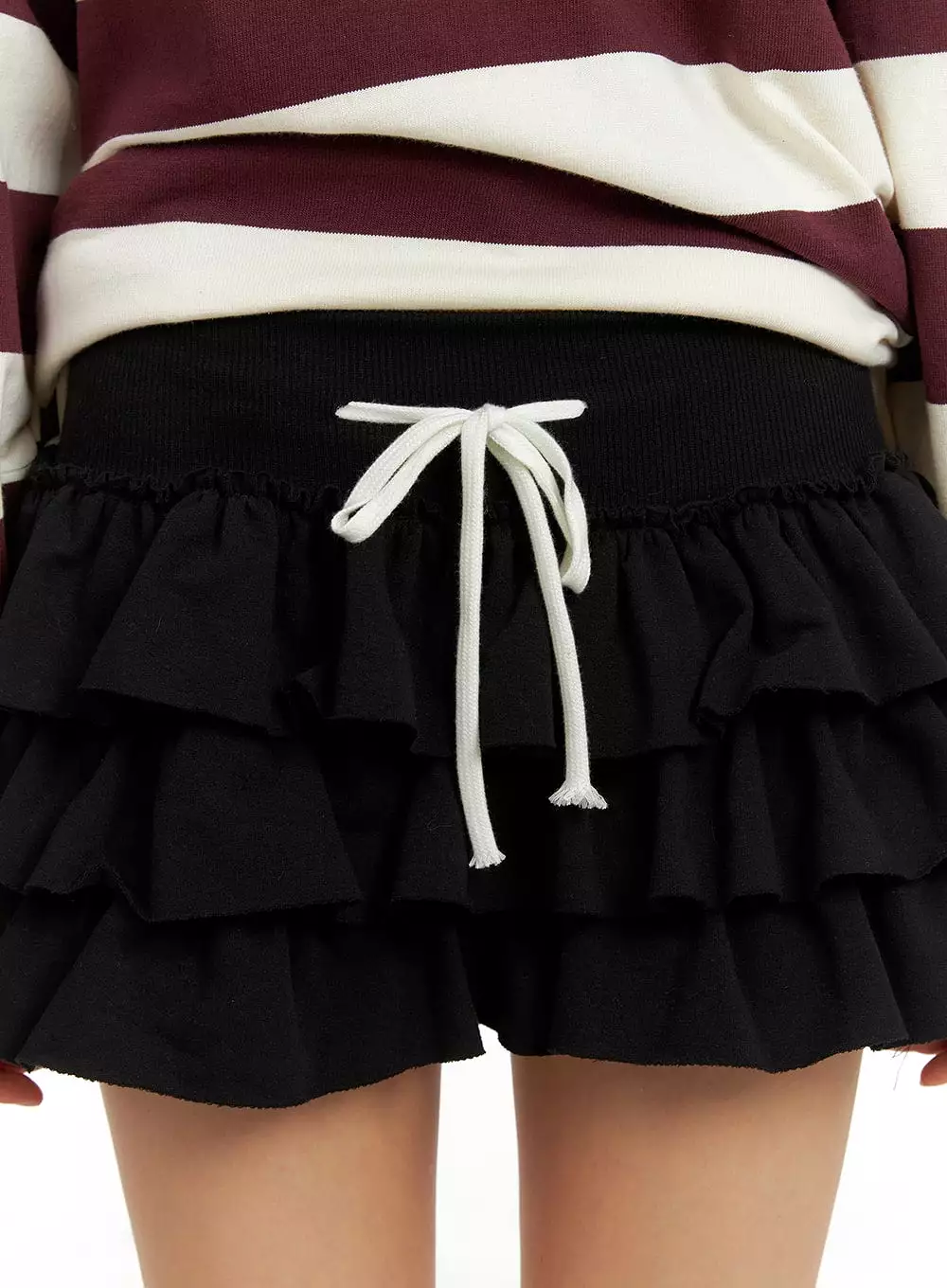 String Waist Ruffle Mini Skirt IA417