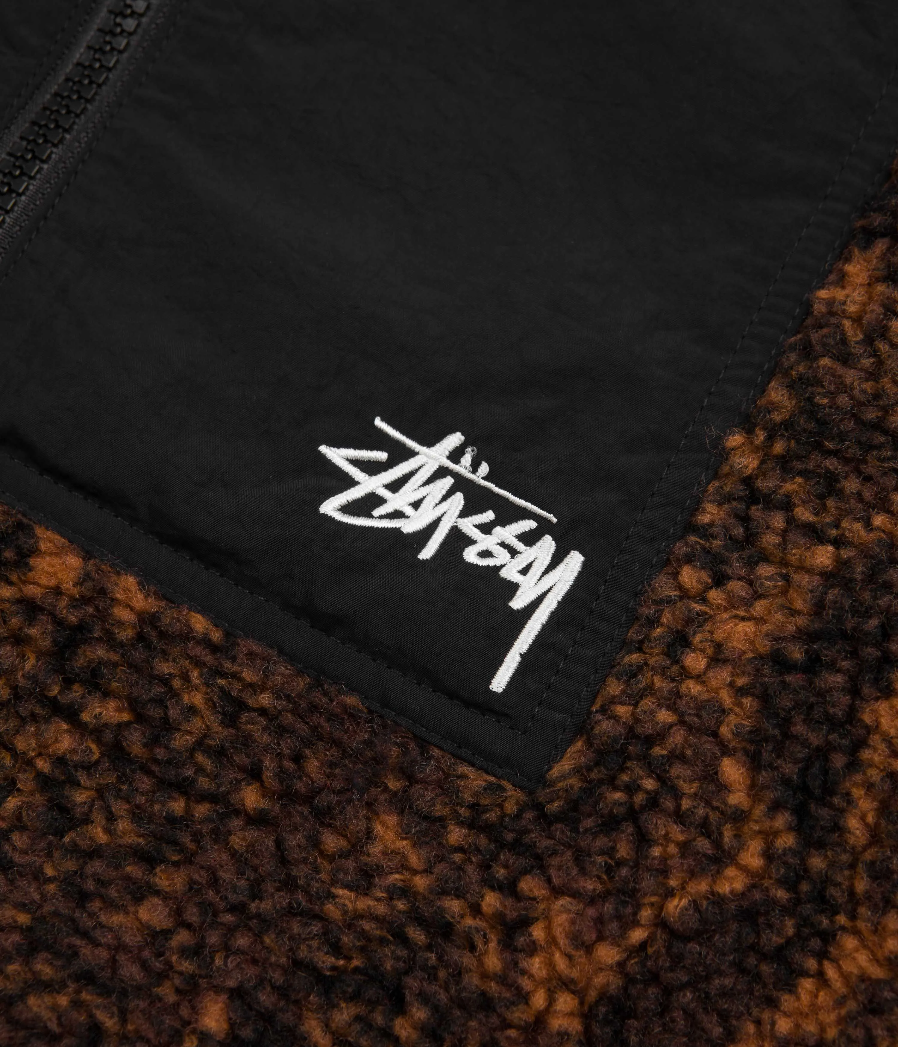 Stussy Snake Jacquard Sherpa Jacket - Brown