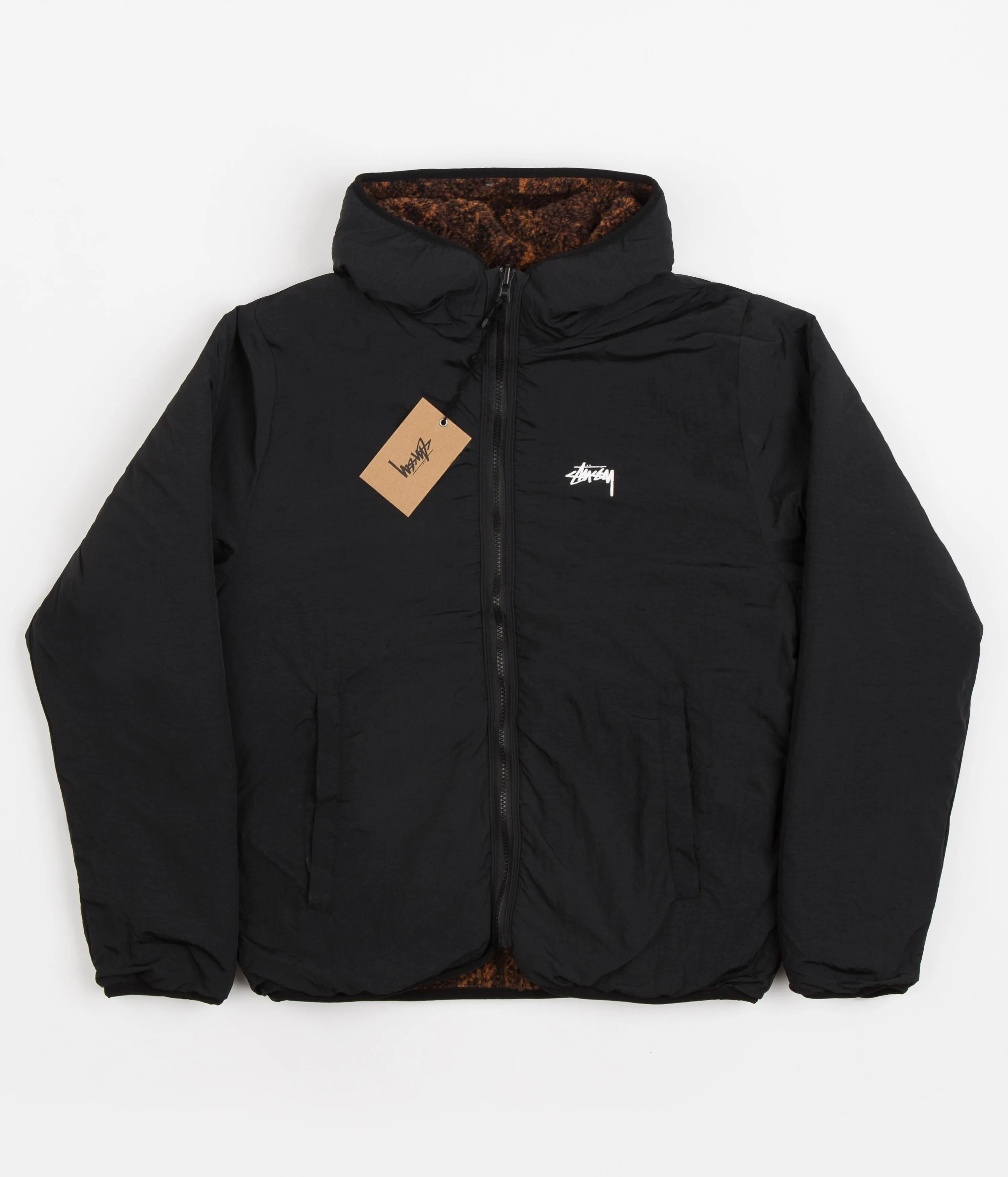 Stussy Snake Jacquard Sherpa Jacket - Brown