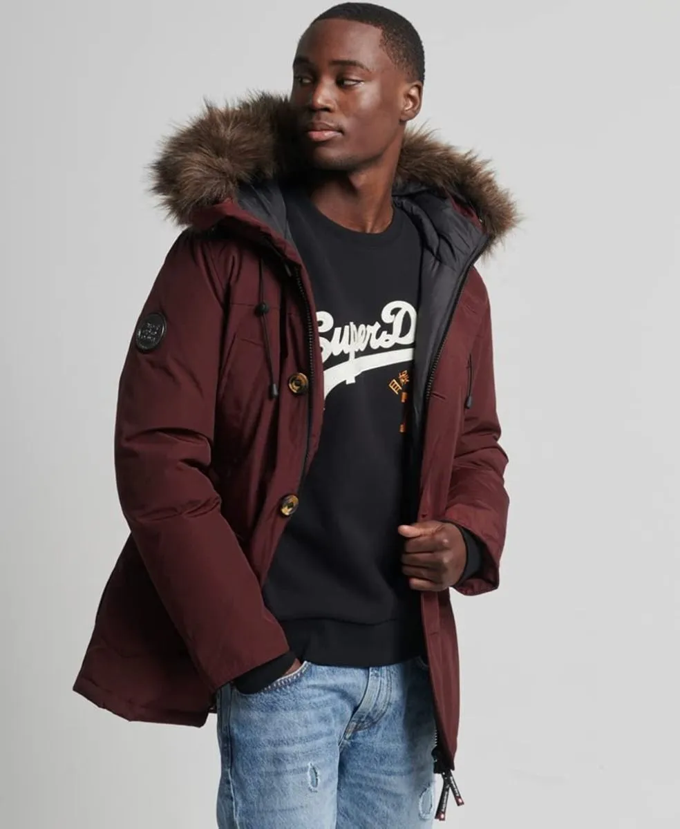 Superdry Hooded Rookie Down Jacket Albarn Clay Burgundy