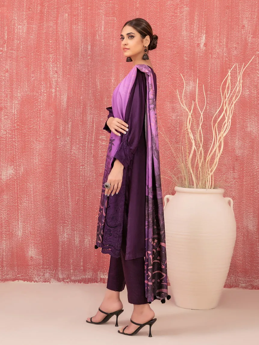 Tawakkal Fabrics Haneen Embroidered Schiffli Viscose 3Pc Suit D-9420