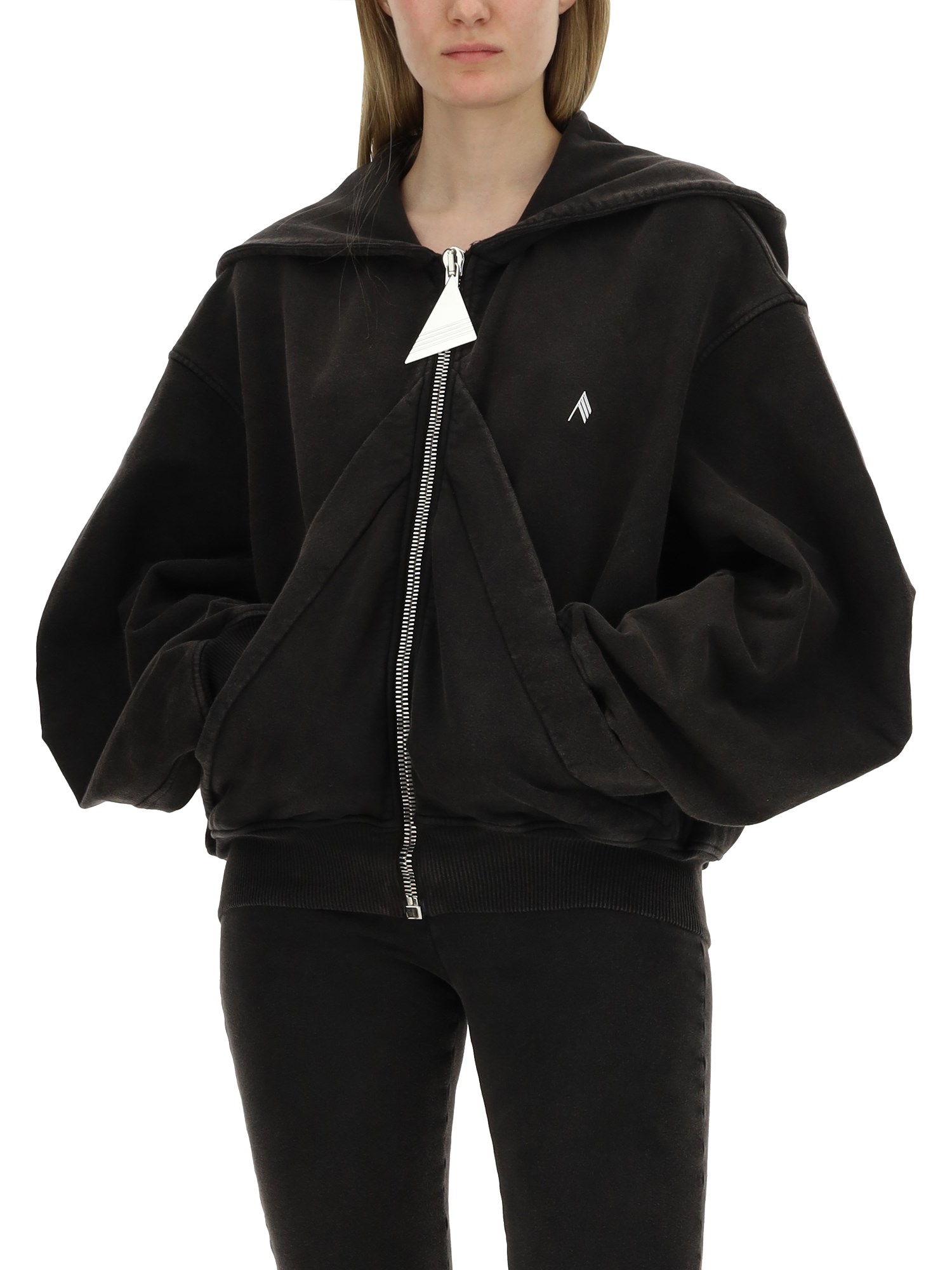 THE ATTICO    COTTON ZIPPERED SWEATSHIRT