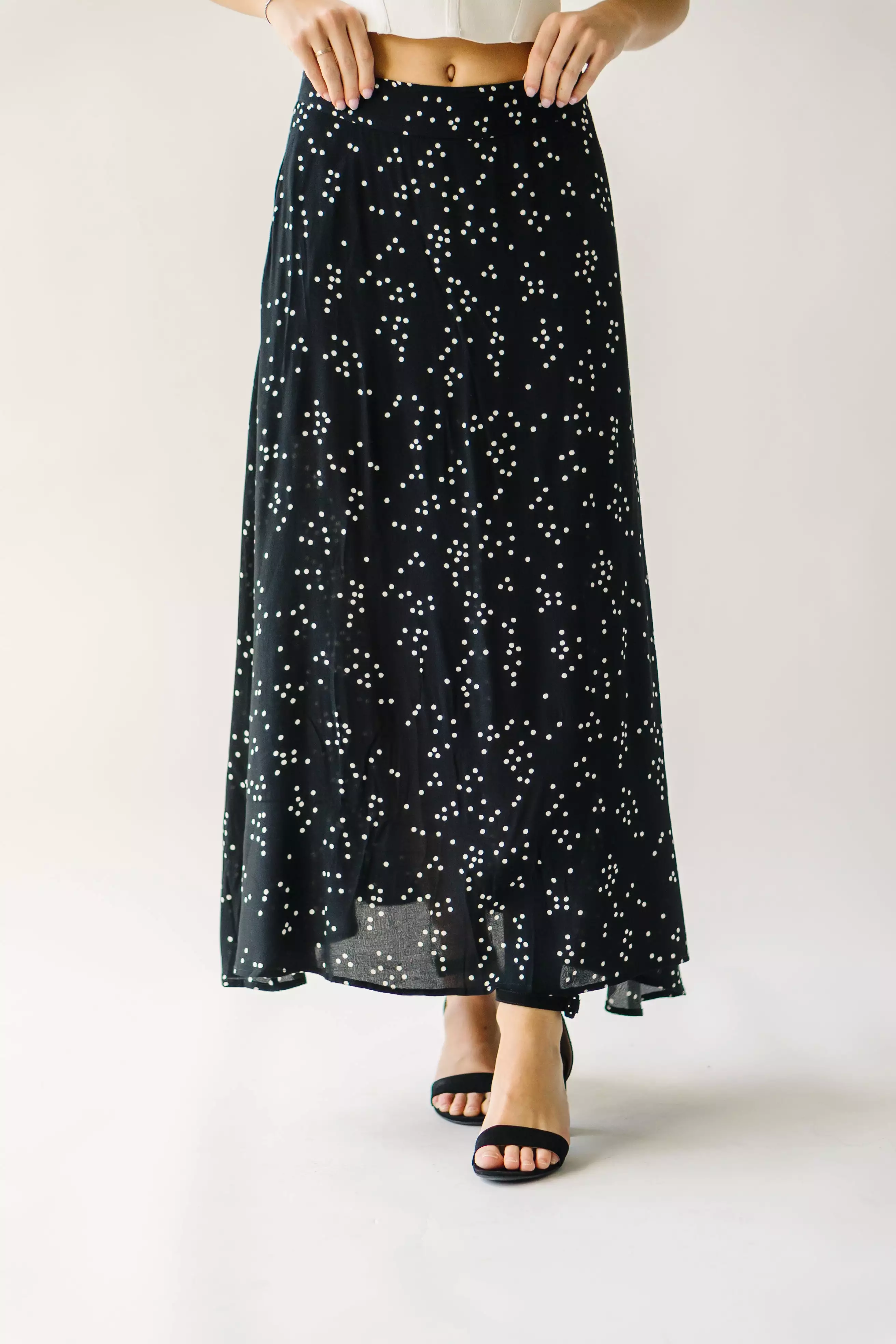 The Coburg Polka-Dot Midi Skirt in Black