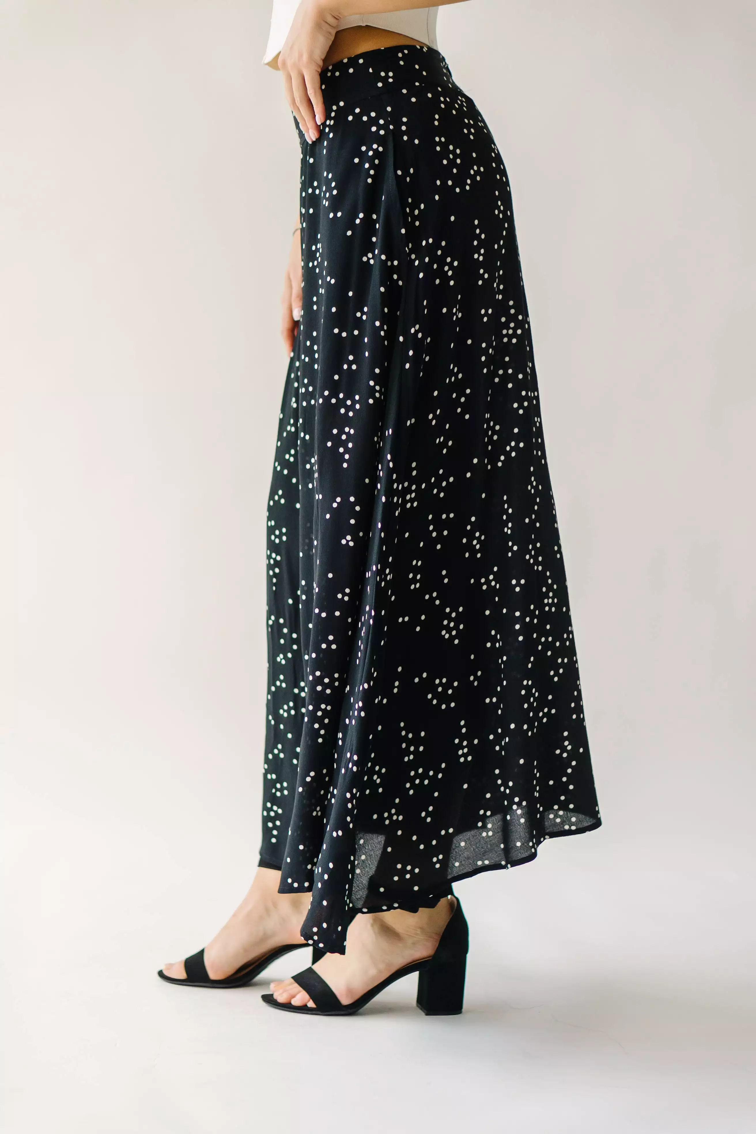 The Coburg Polka-Dot Midi Skirt in Black