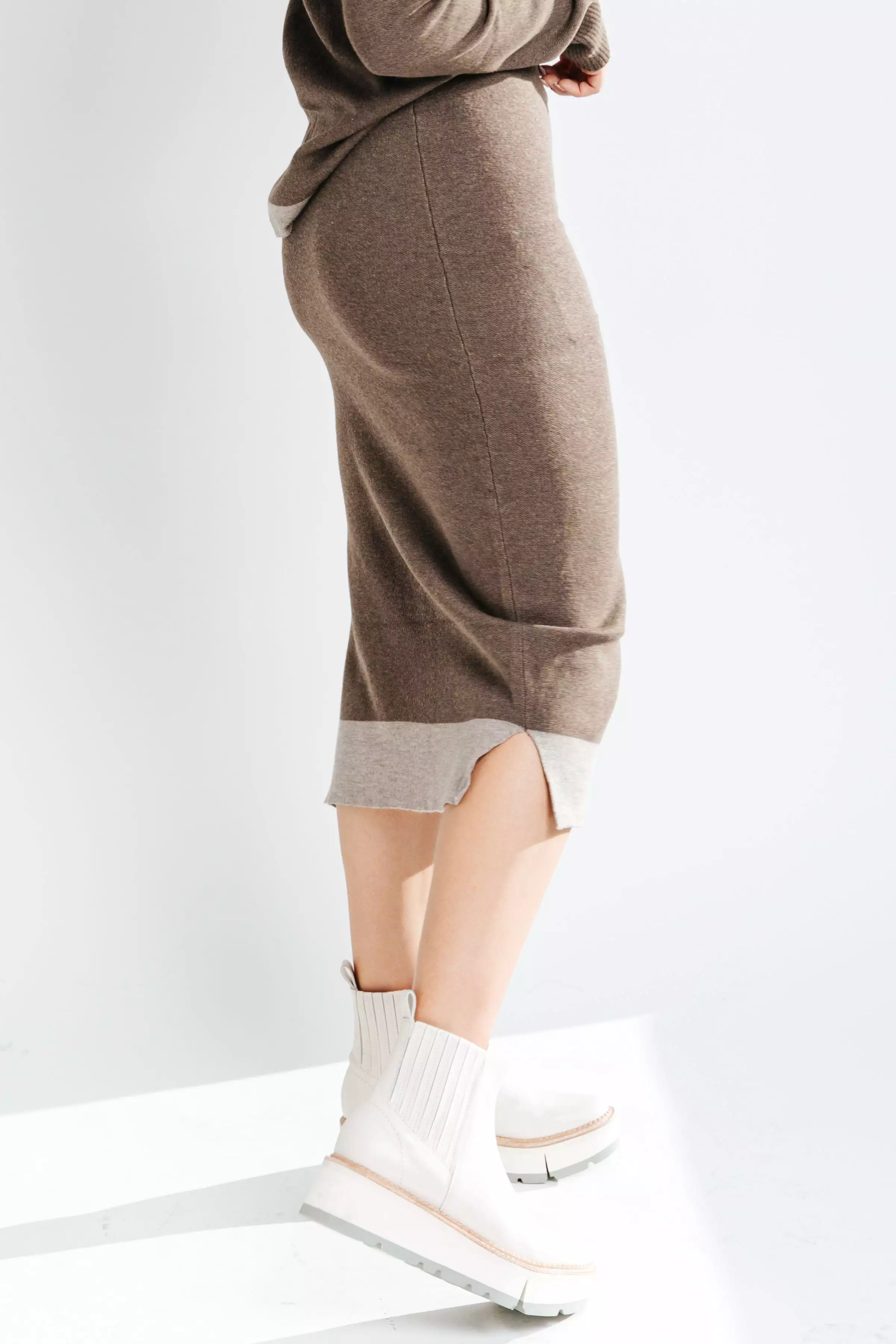 The Dale Sweater Skirt in Dark Brown