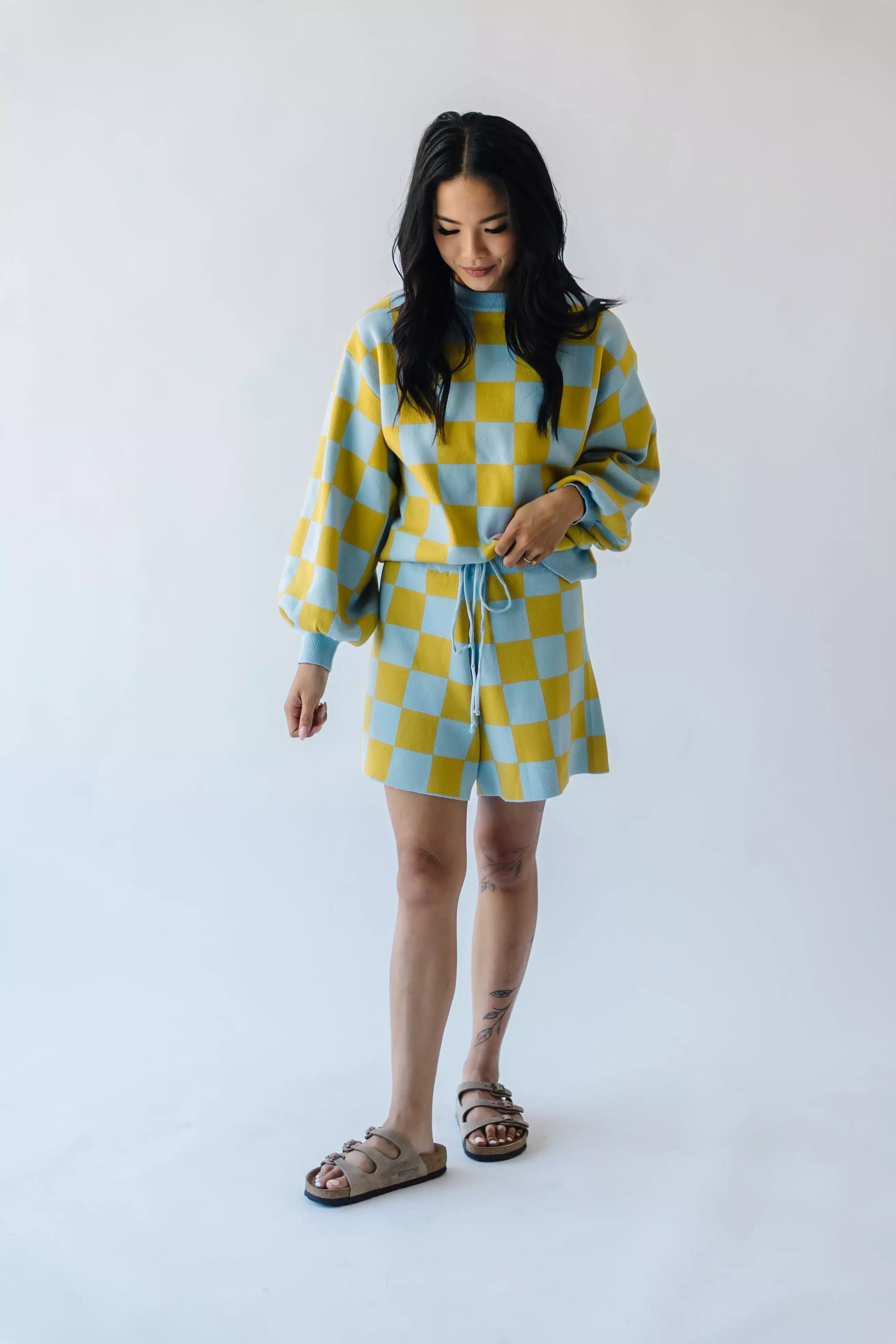 The Roanoke Checkered Shorts in Blue + Yellow