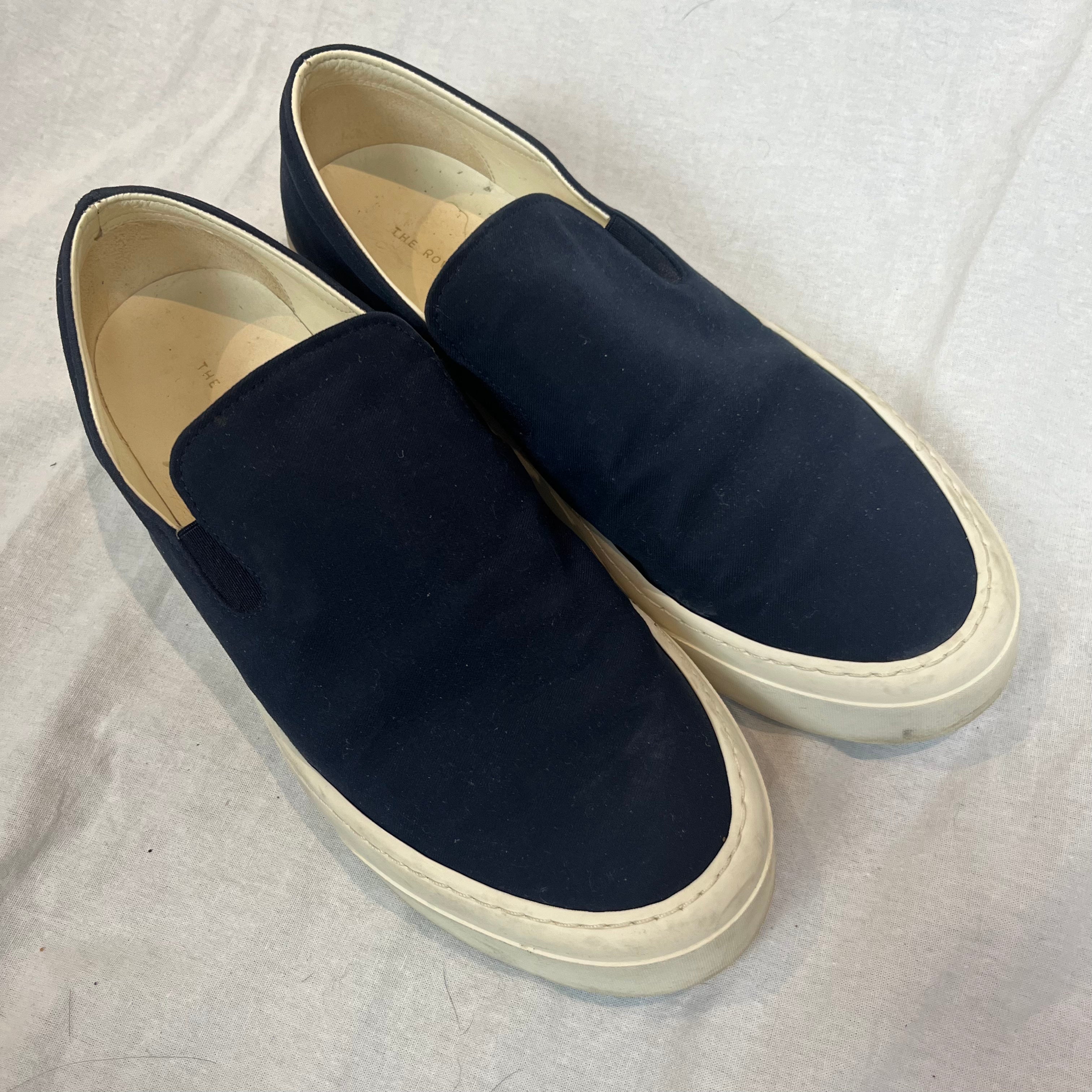 The Row 675 Navy Canvas Marie H Slip-On Sneakers 37.5