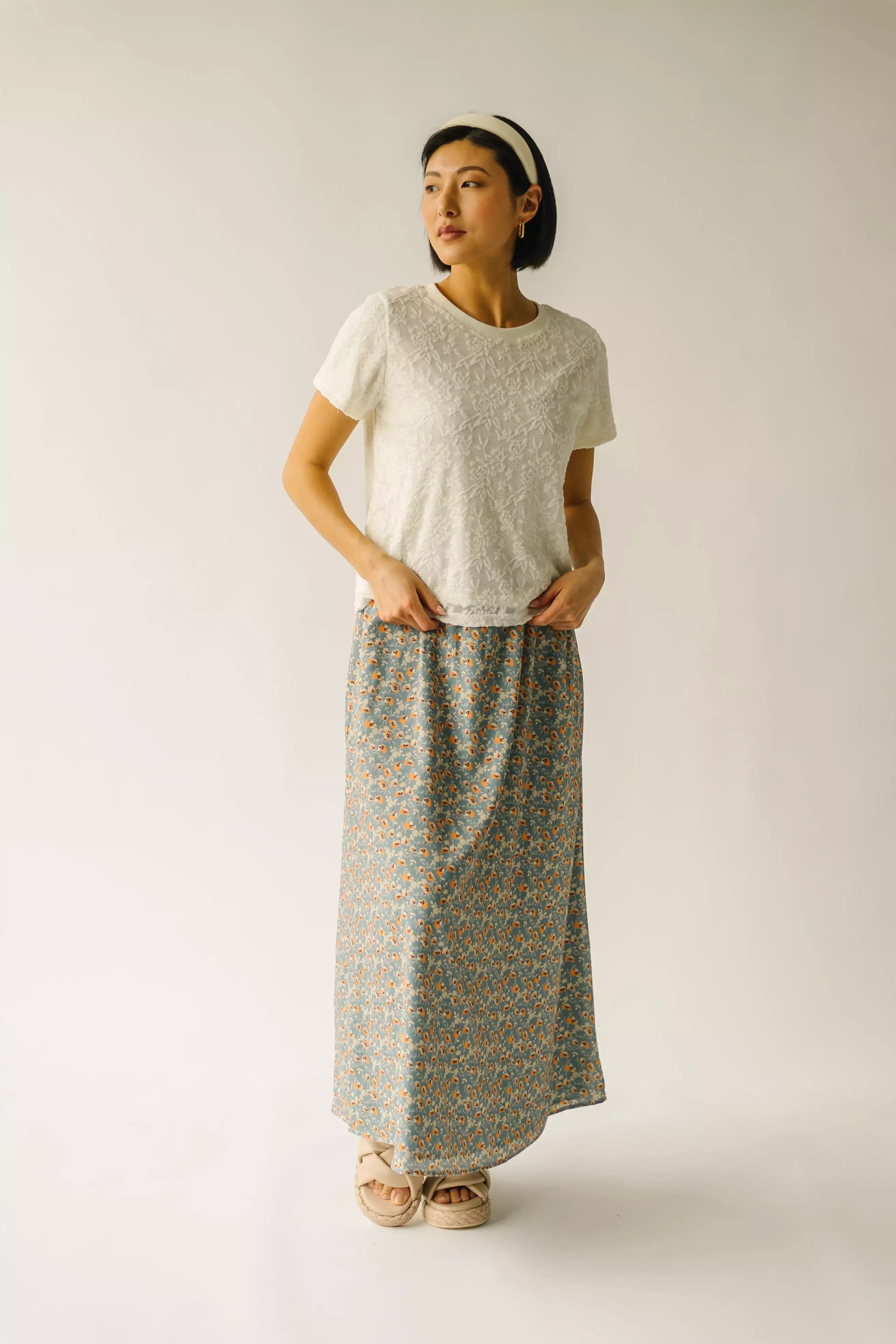 The Sargent Slip Skirt in Marigold Blossom