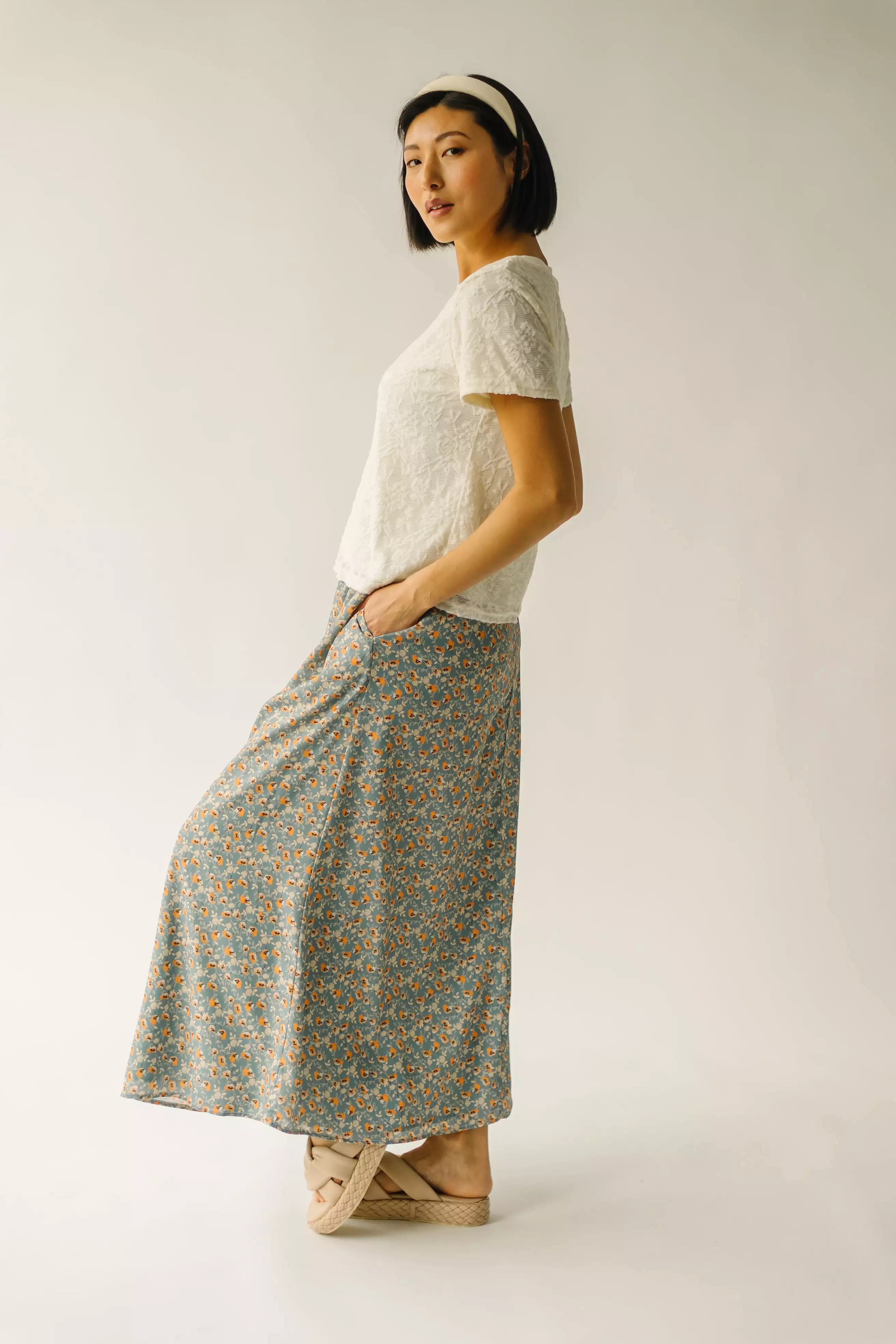 The Sargent Slip Skirt in Marigold Blossom