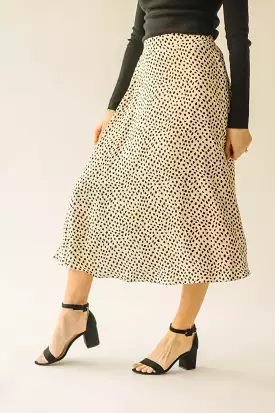 The Serkin Printed Midi Skirt in Cream + Black