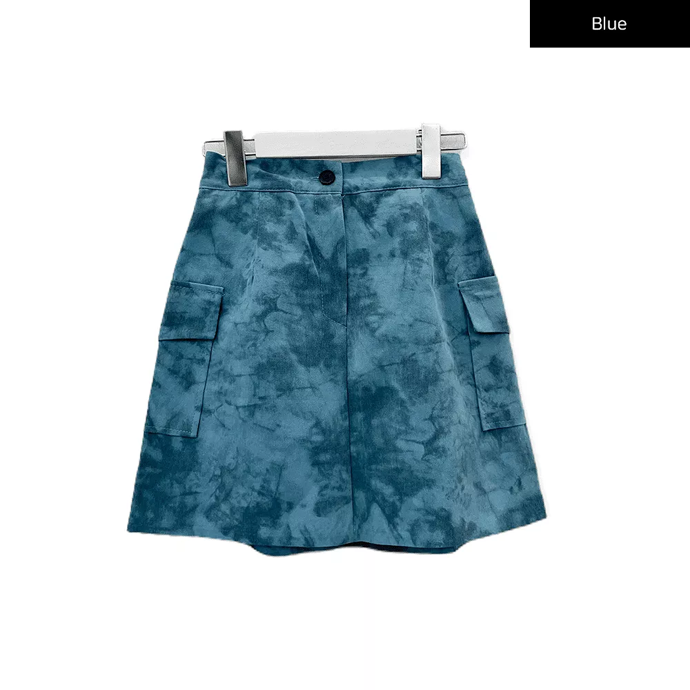 Tie Dye Cargo Mini Skirt CM11