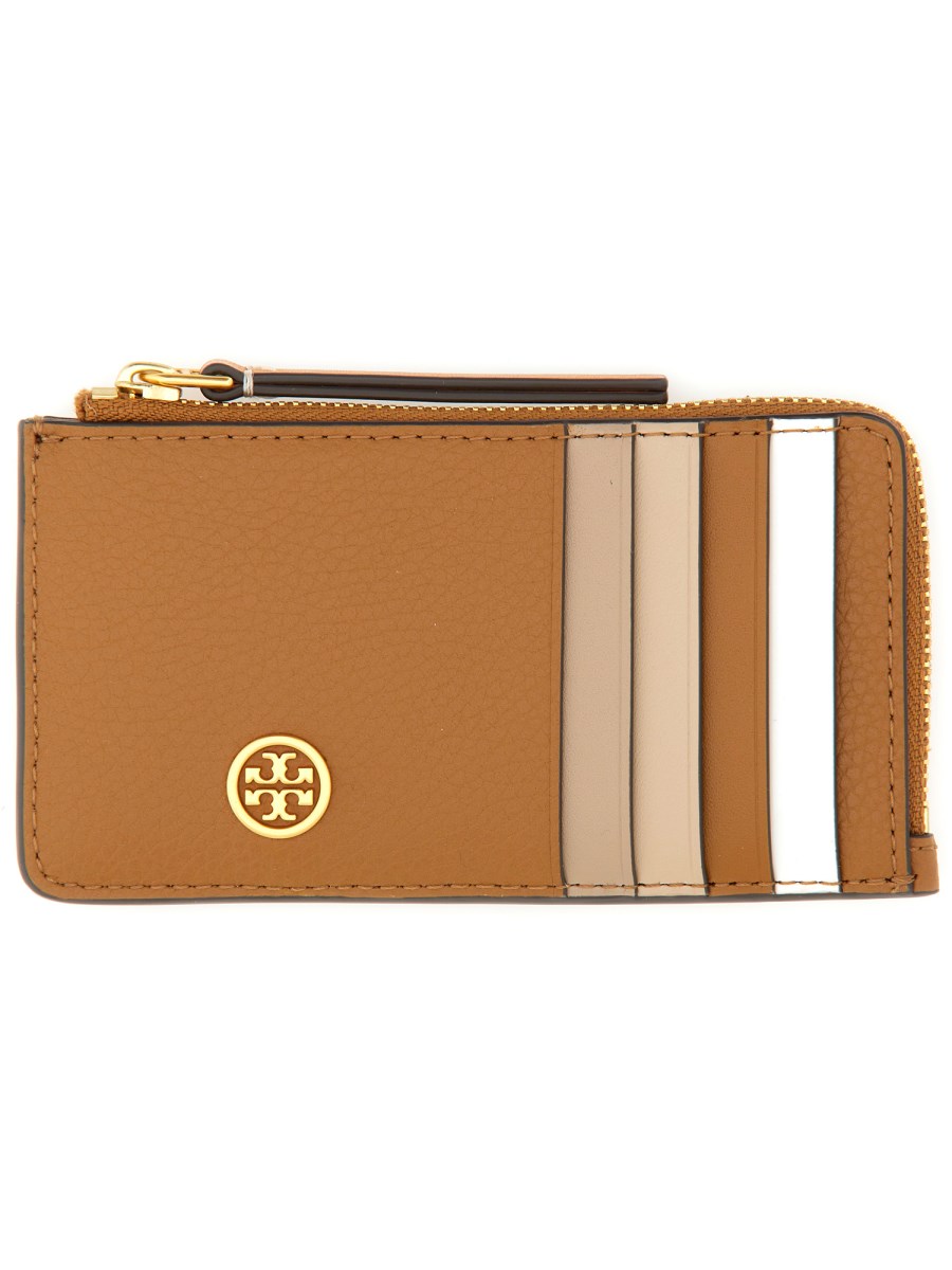 TORY BURCH    ROBINSON LEATHER ZIPPERED CARD CASE