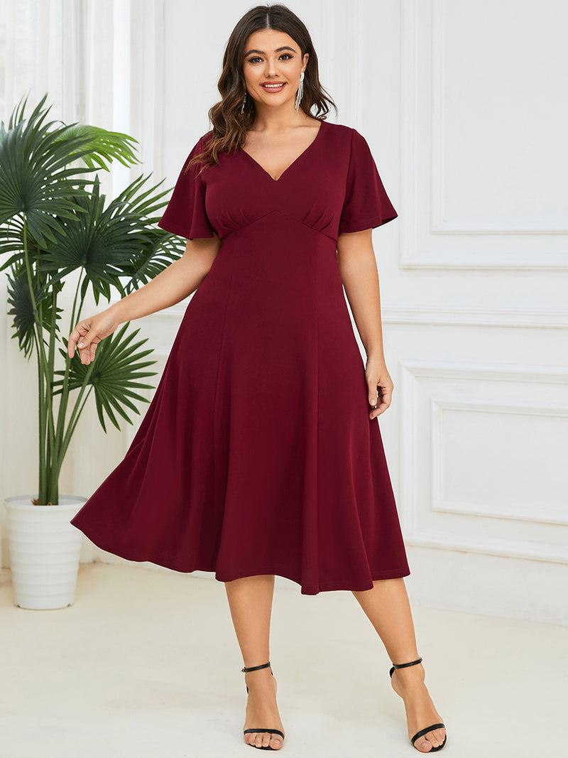 V neck A Line Dress   EM01577