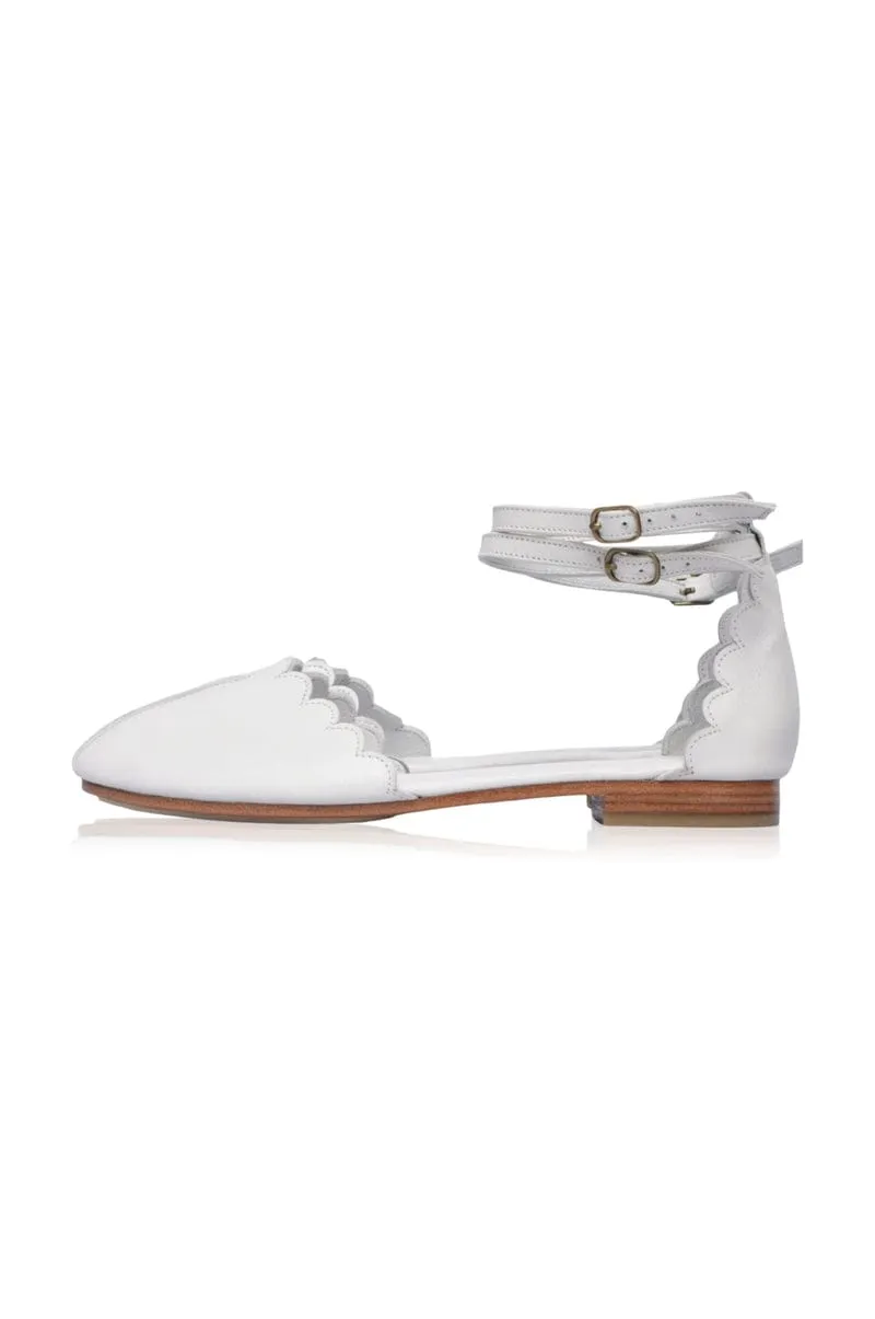 Venus Leather Flats in White