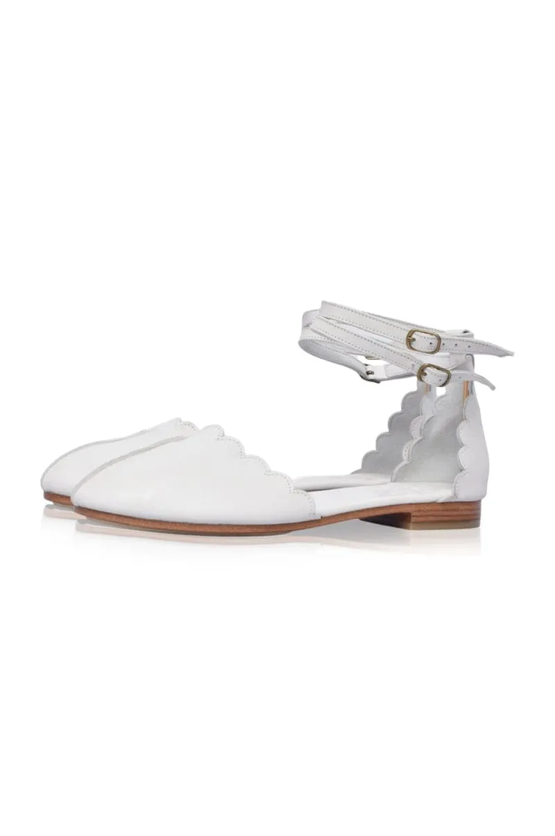 Venus Leather Flats in White