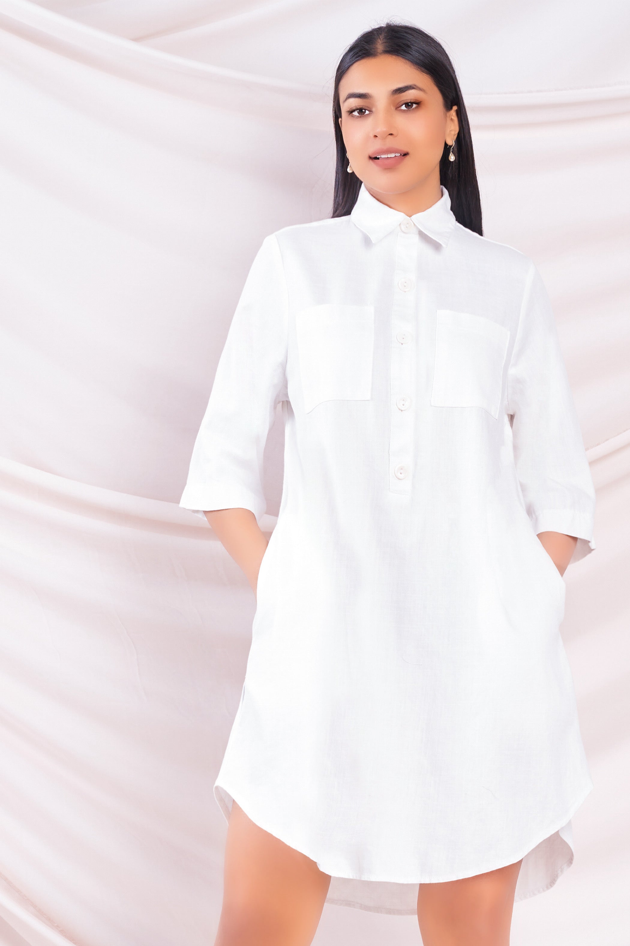 White Mini Shirt Dress