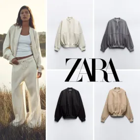 ZARA  |ZIPPERED BOMBER SWEATSHIRT