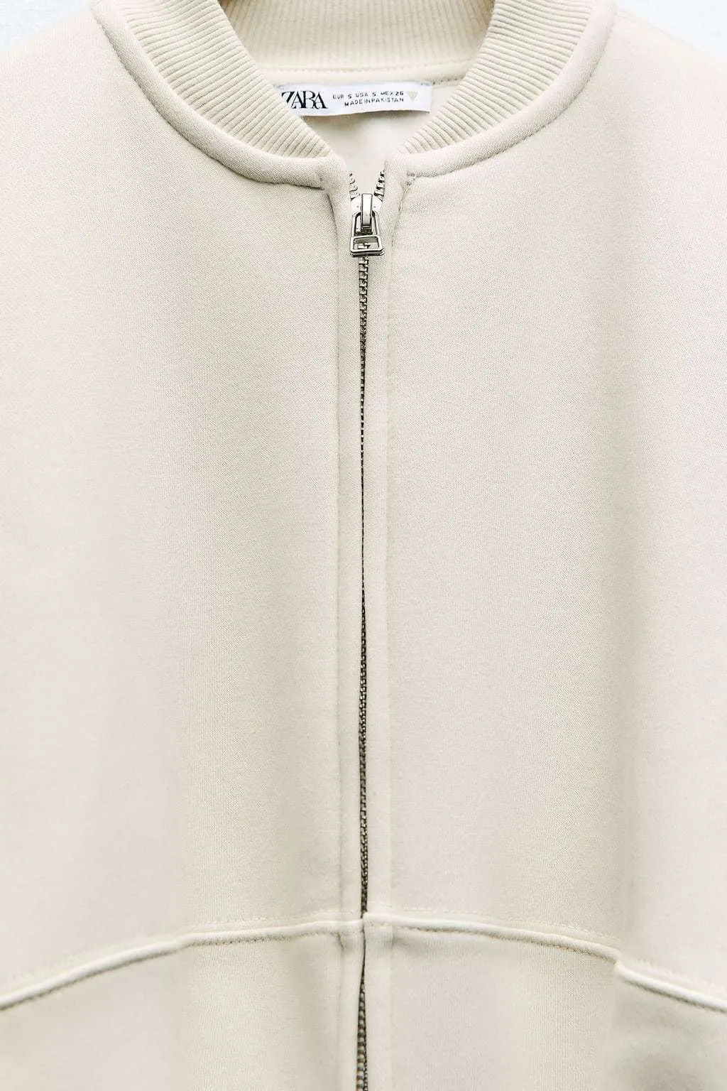 ZARA  |ZIPPERED BOMBER SWEATSHIRT