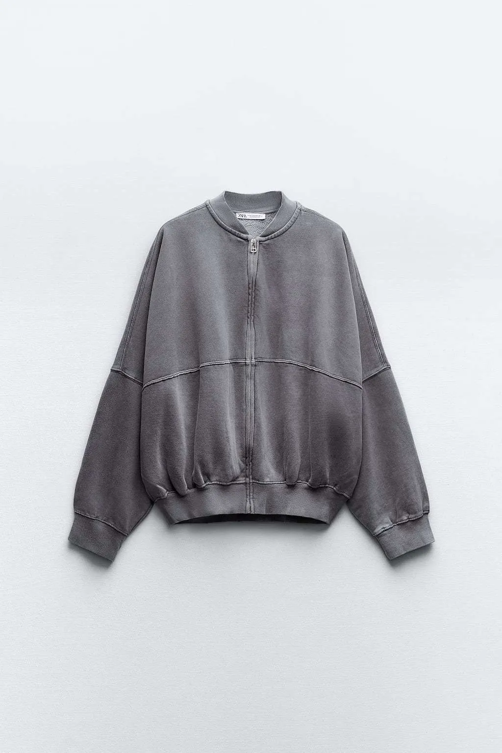 ZARA  |ZIPPERED BOMBER SWEATSHIRT