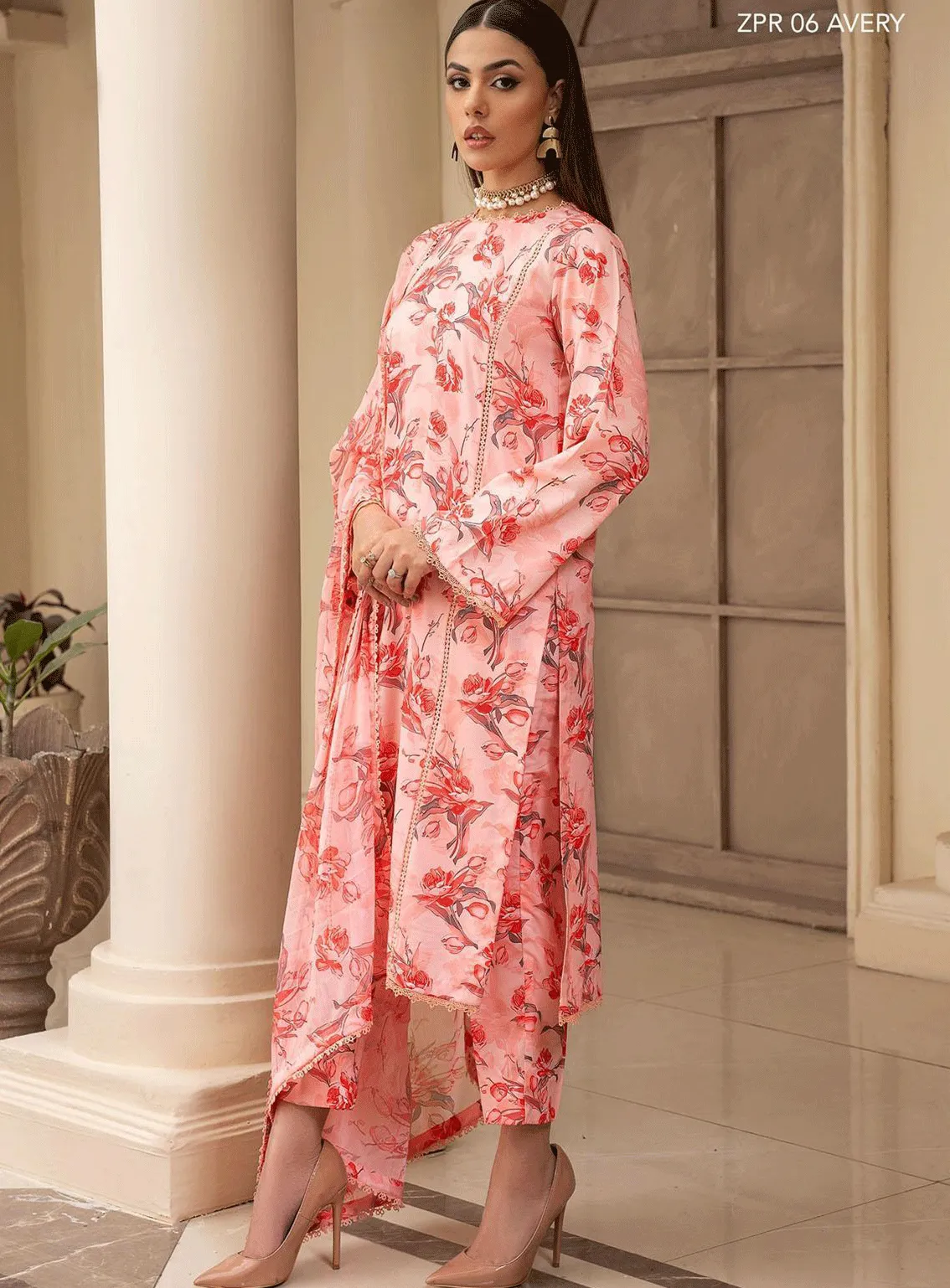 Zarif Printed Georgette Silk Unstitched 3 Piece Suit - ZF23GS ZPR-06 AVERY