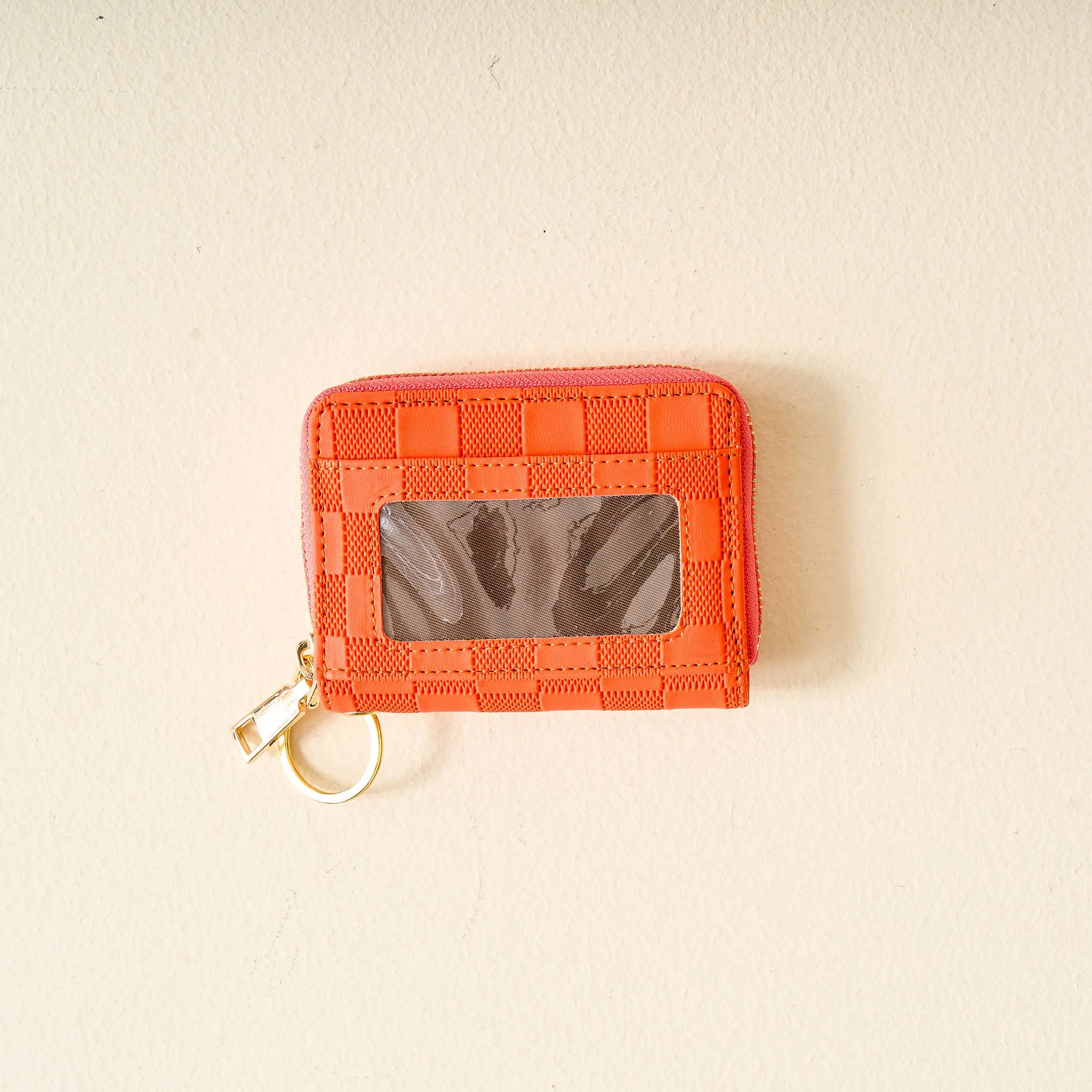 Zip Around Wallet- Orange Check