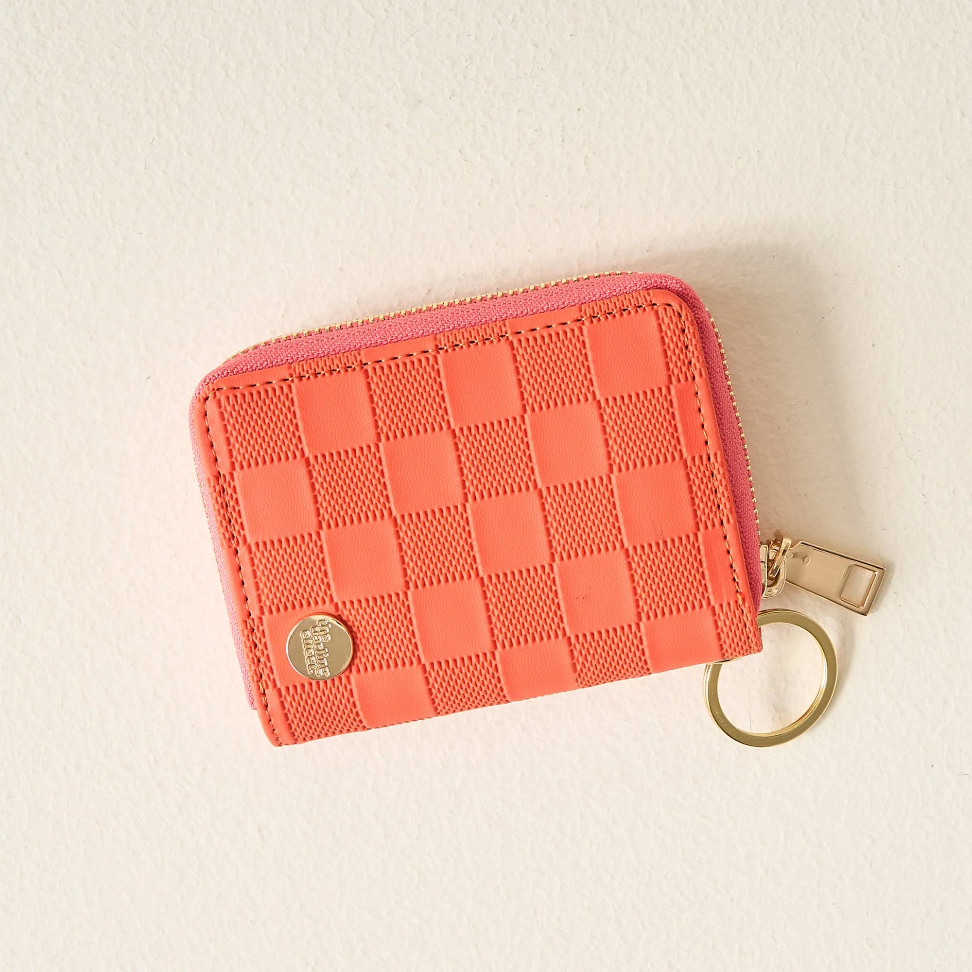 Zip Around Wallet- Orange Check