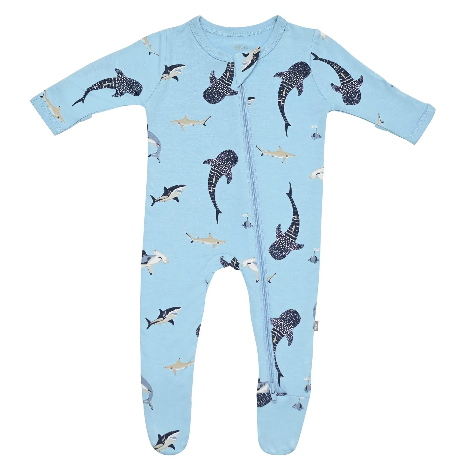 Zippered Footie in Stream Shark