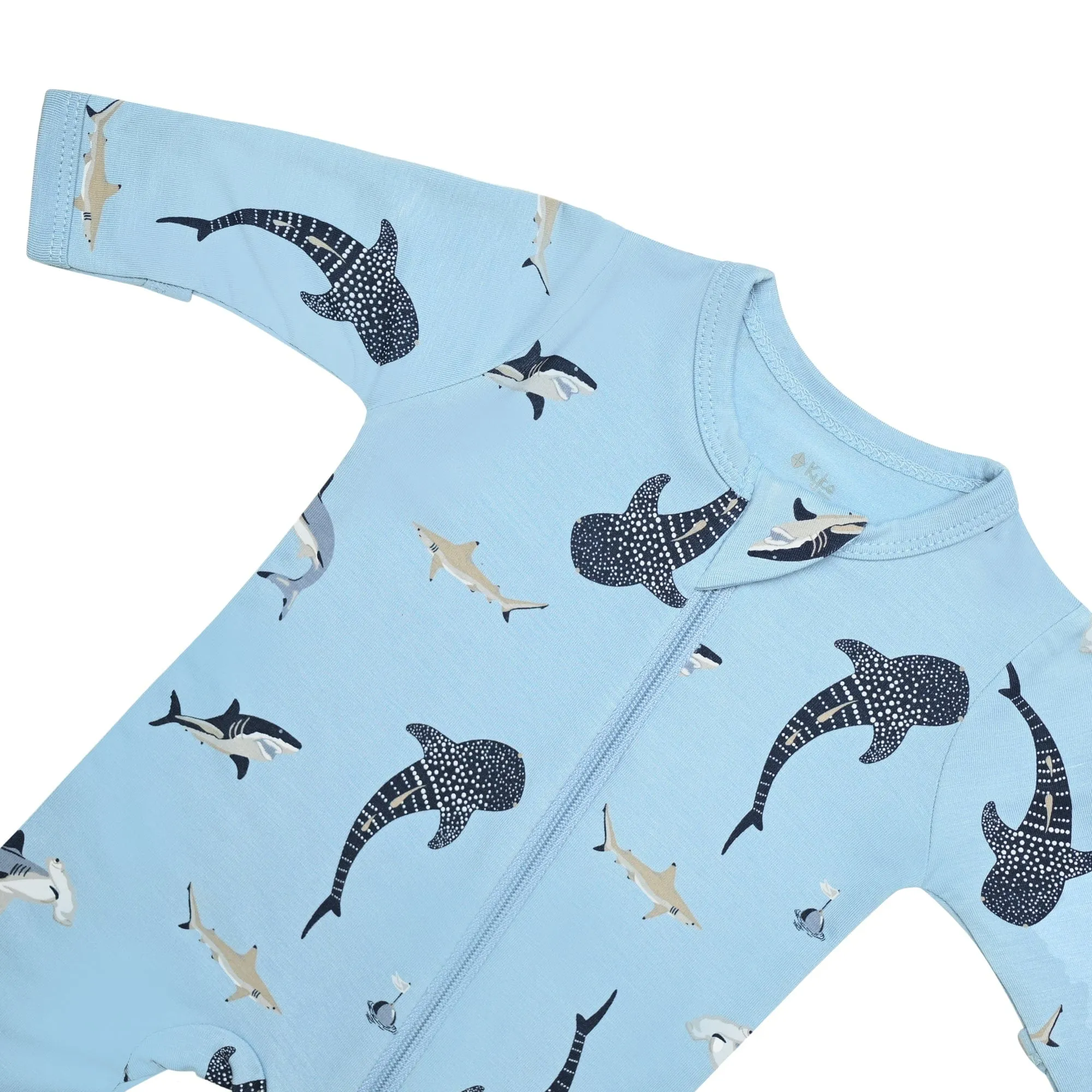 Zippered Footie in Stream Shark