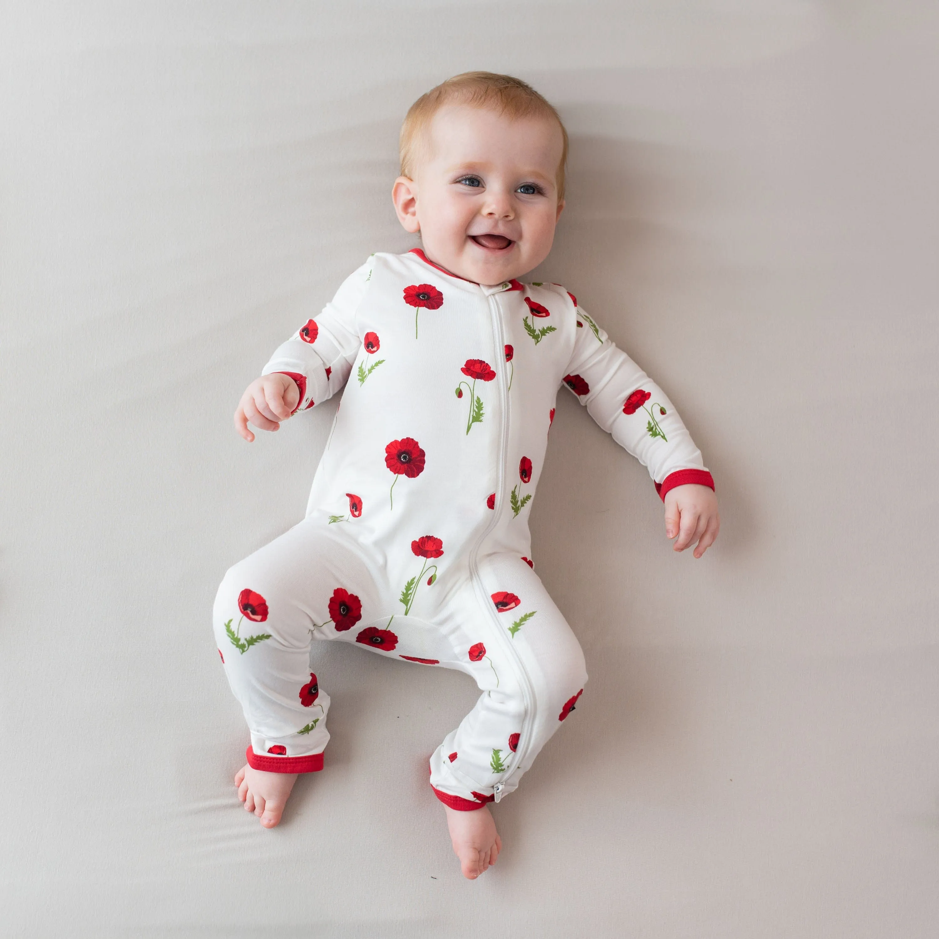 Zippered Romper in Cloud Poppies