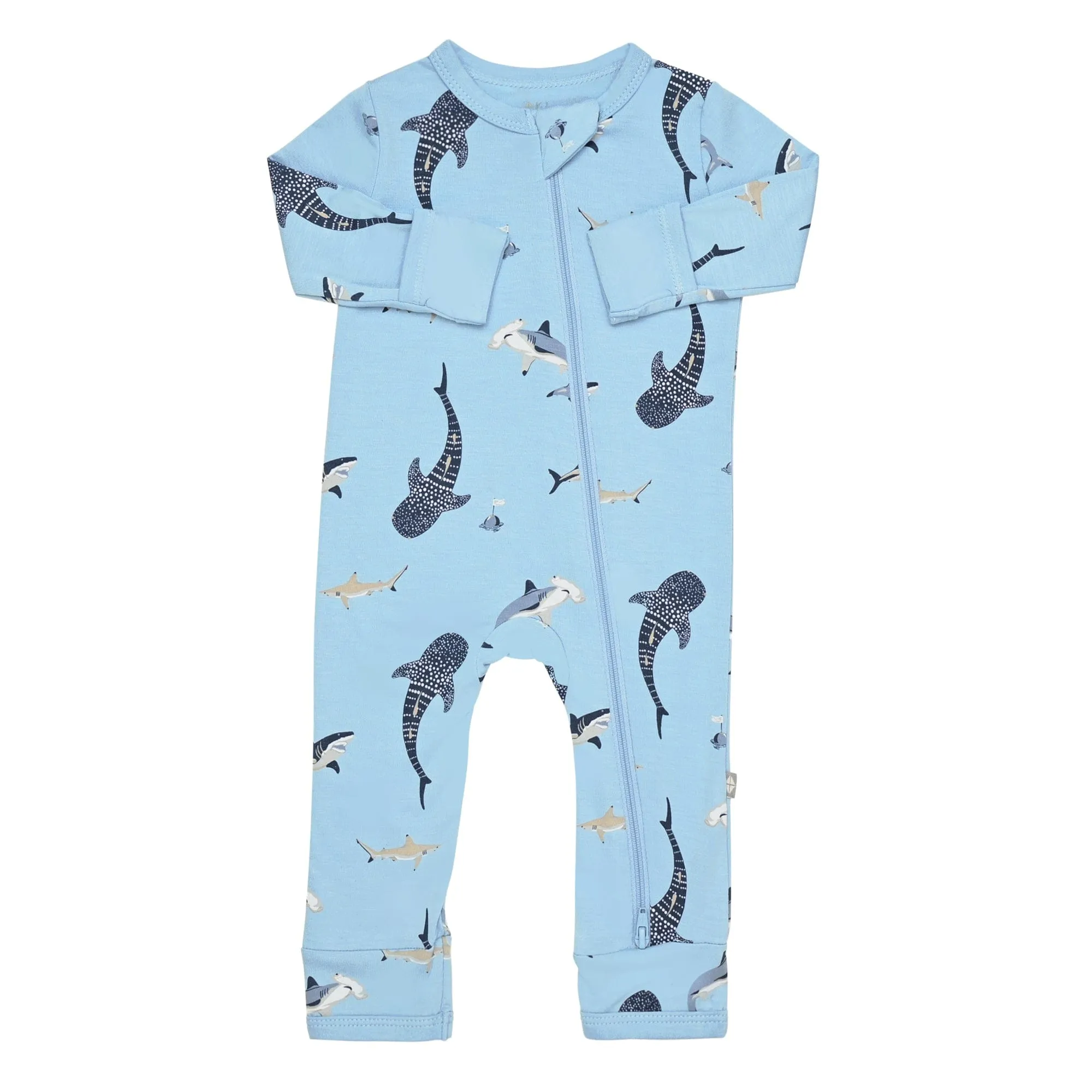 Zippered Romper in Stream Shark