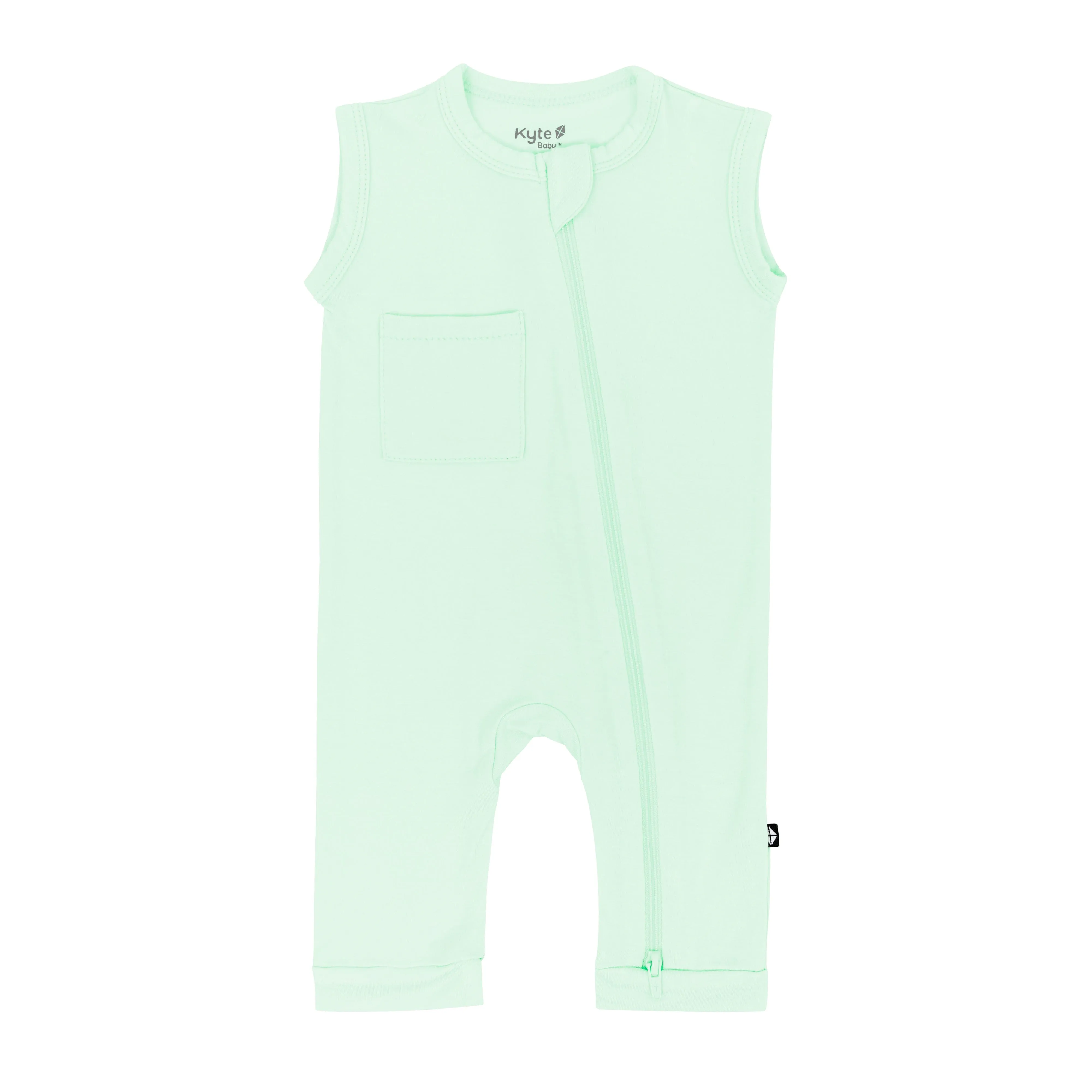 Zippered Sleeveless Romper in Mint