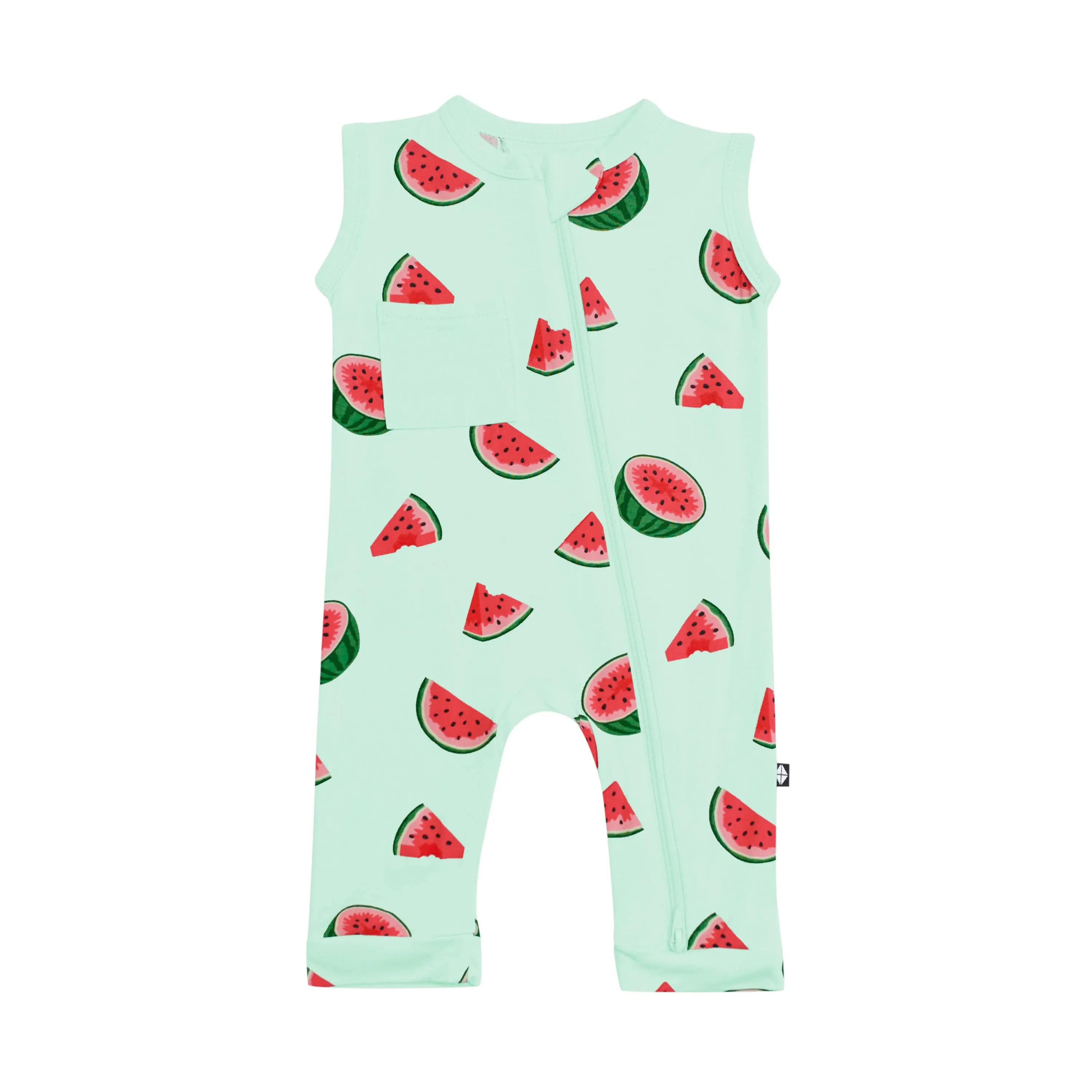 Zippered Sleeveless Romper in Watermelon