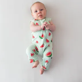 Zippered Sleeveless Romper in Watermelon